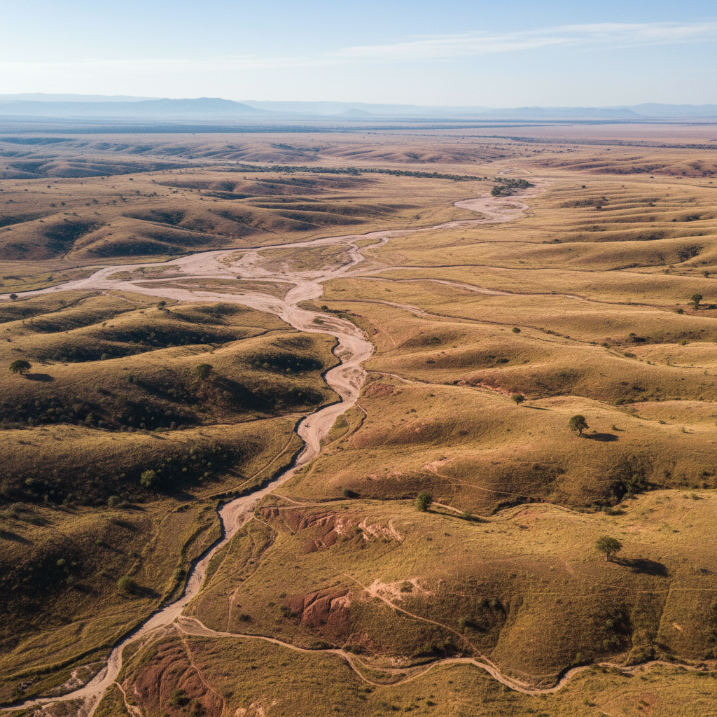 Aerial view of undeveloped land in South Africa showing the potential for development and the relationship between land, landscape and long-term asset creation