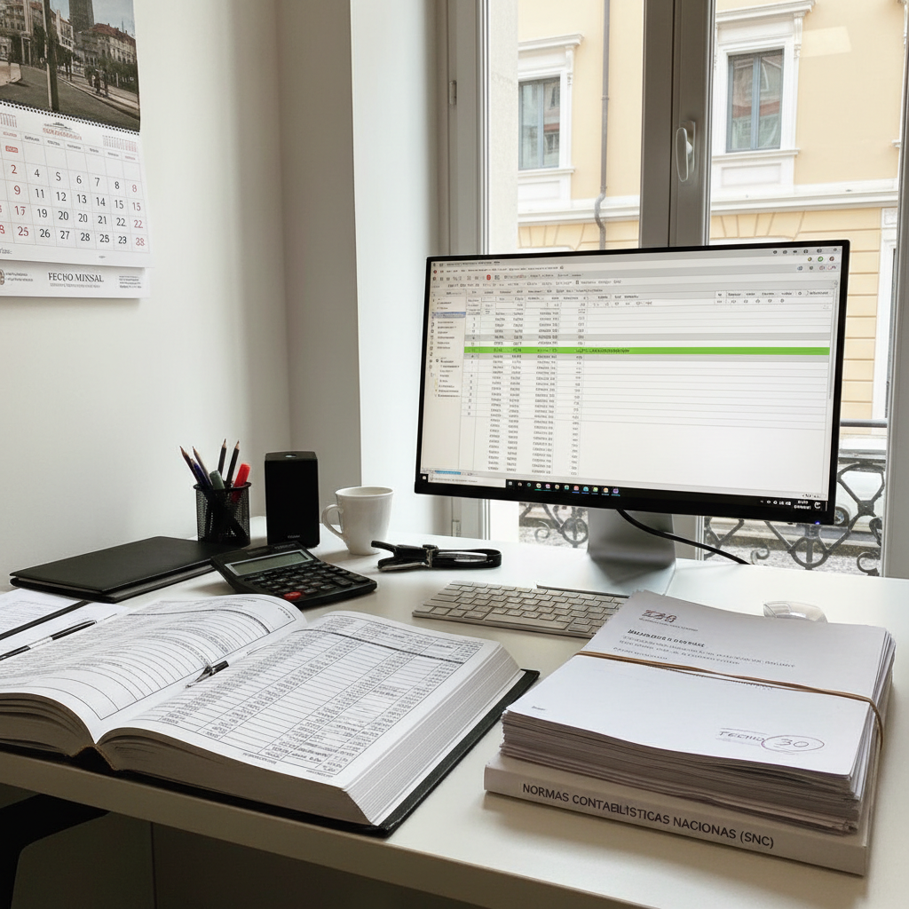 Open book with business notes on bright white desk, natural window light, clean minimal