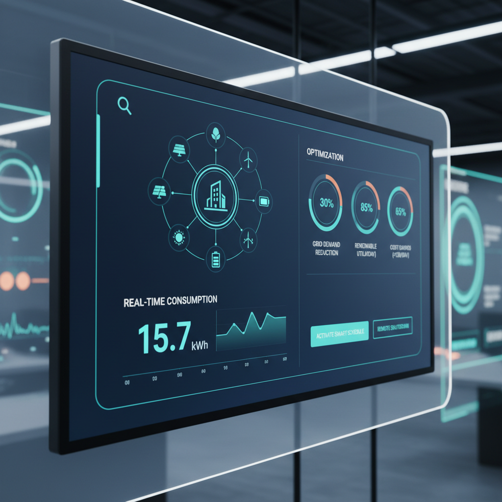 Energy management dashboard with real-time consumption monitoring and optimization