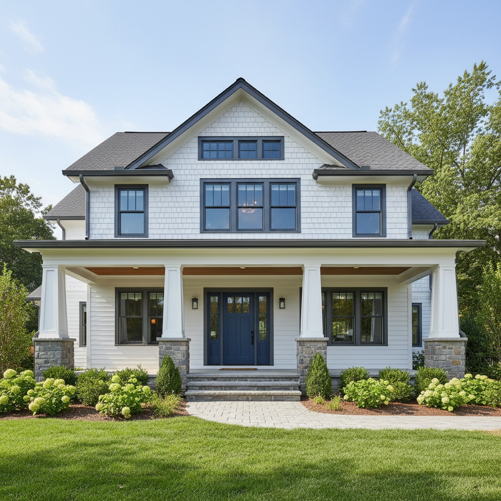 Exterior residential remodeling with fresh siding, painted trim and improved curb appeal