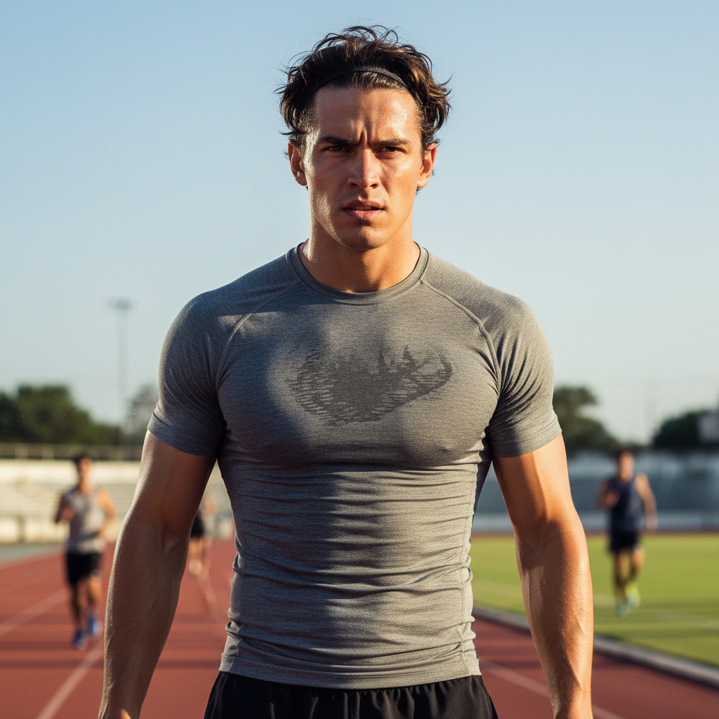Marcus Brennan, head triathlon coach, male athlete in training attire with determined expression