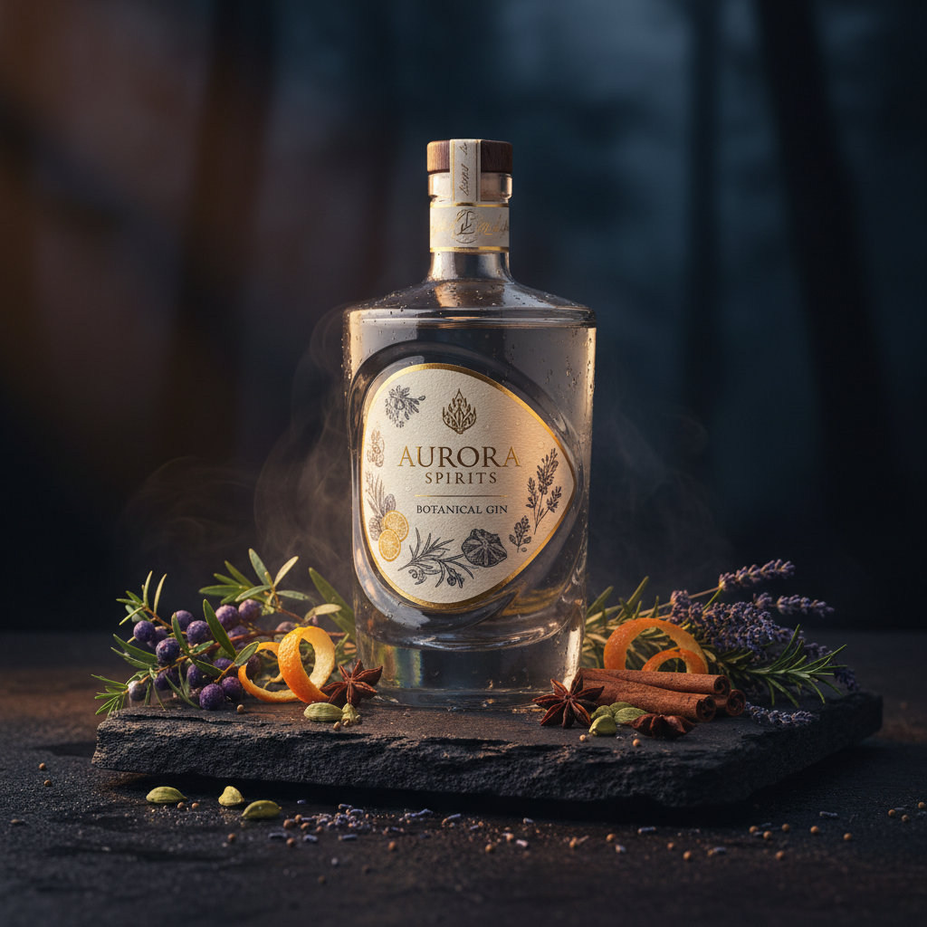 Dark moody product photography of premium spirits bottles against deep charcoal background with dramatic side lighting and long shadows