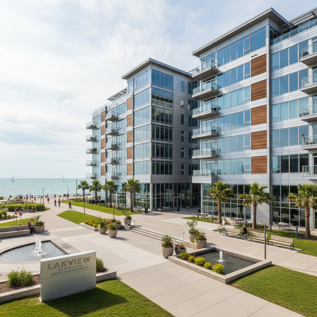 Lakeview Residences market-rate apartments in Milwaukee with lakefront views and contemporary architecture