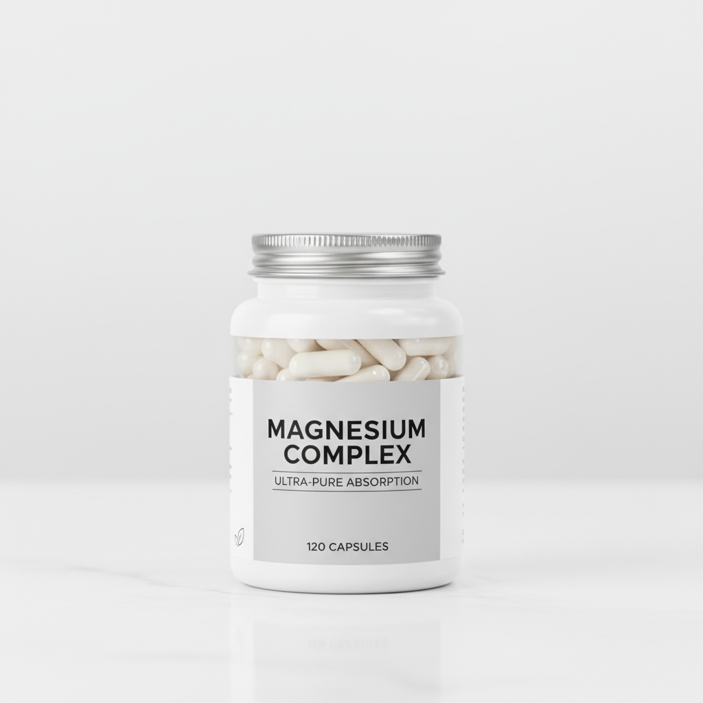 Brown supplement capsules in glass jar