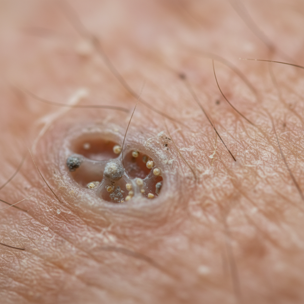 Skin texture showing enlarged pores and surface buildup before Pore treatment