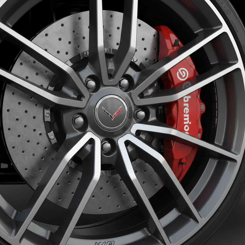 VelocityX brake caliper in red with cross-drilled rotors