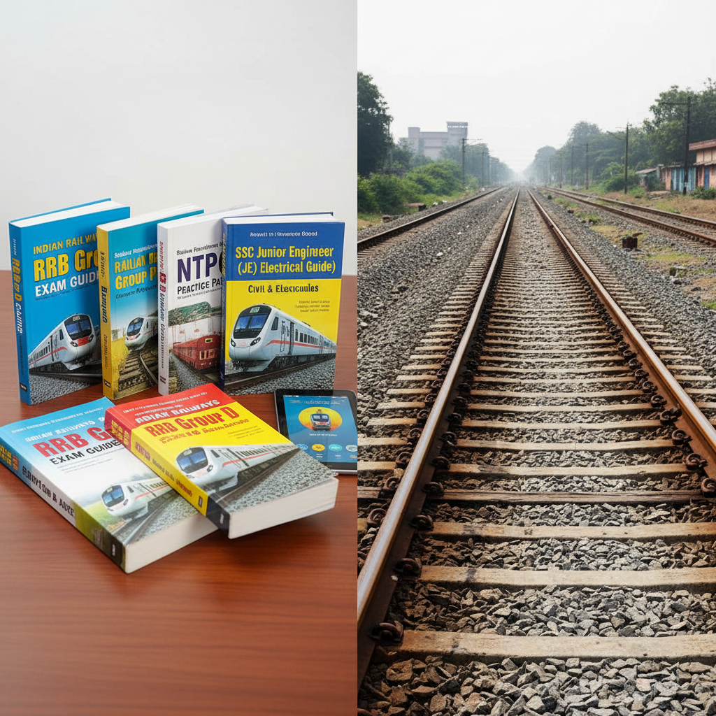 Banking exam preparation books and study materials on study table