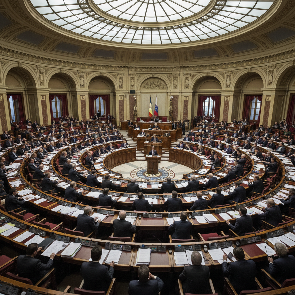 Salle de réunion avec des personnes assises en rangées lors d'une assemblée