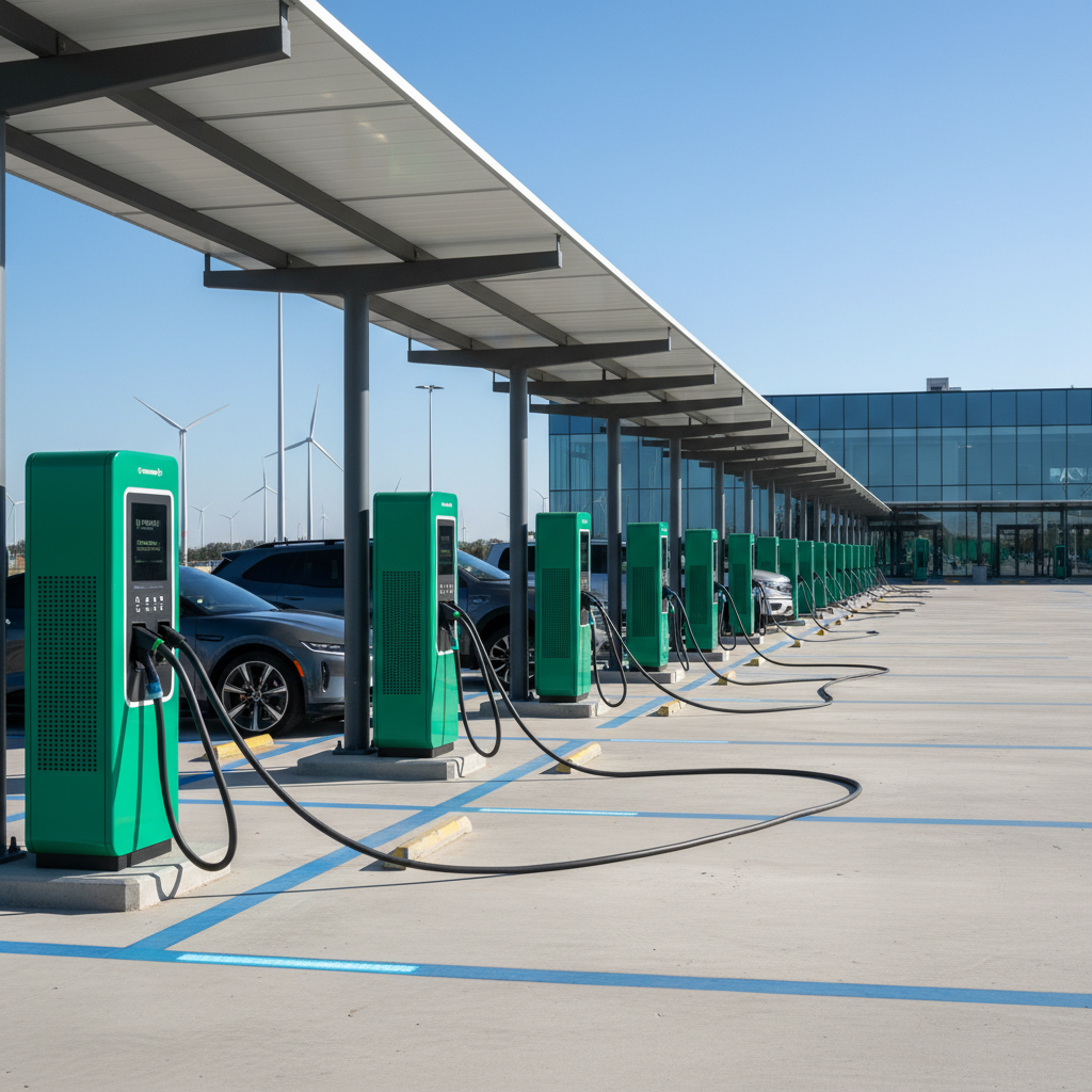 Electric vehicle charger and battery pack in industrial setting