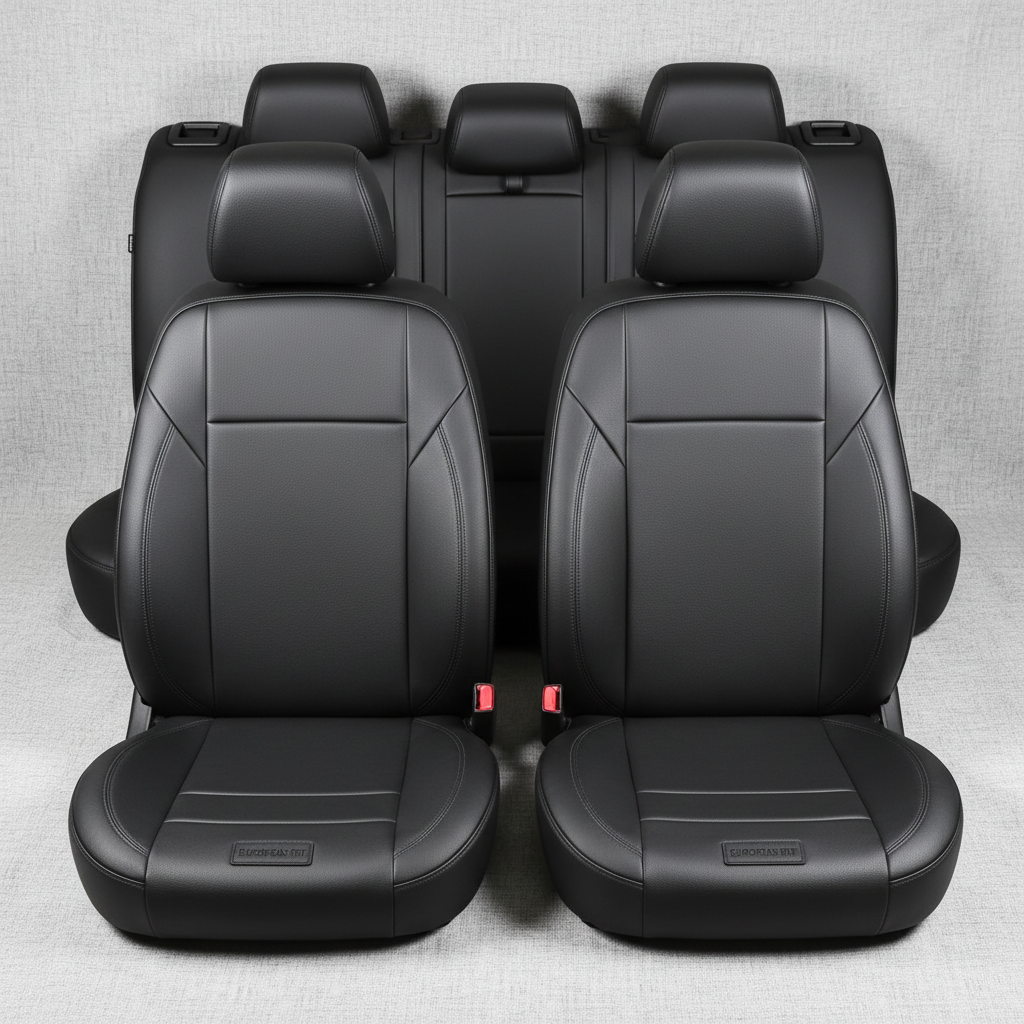 Black premium leatherette car seat covers full set front and rear