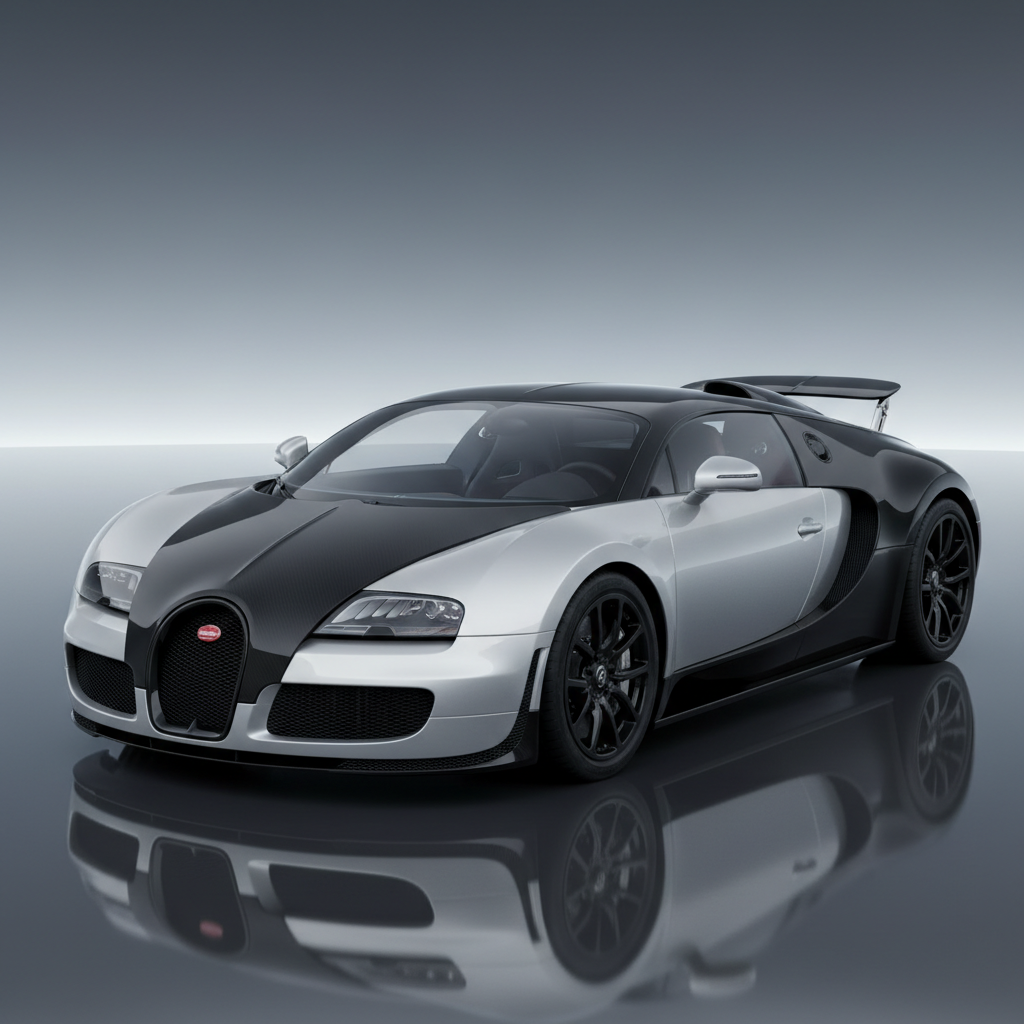 Bugatti Veyron 16.4 in two-tone blue and black finish — the 1,001 hp hypercar that redefined what a road car could be