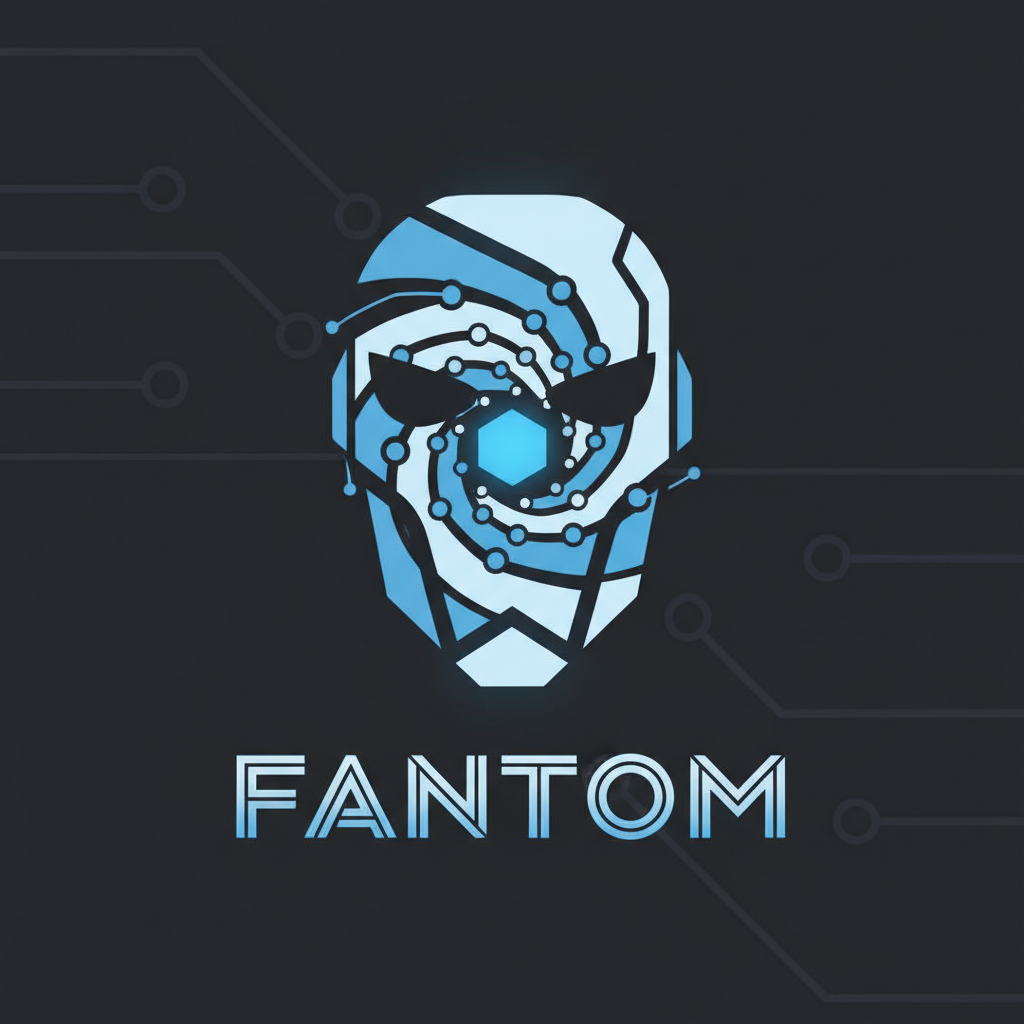 Fantom blockchain logo with blue geometric design