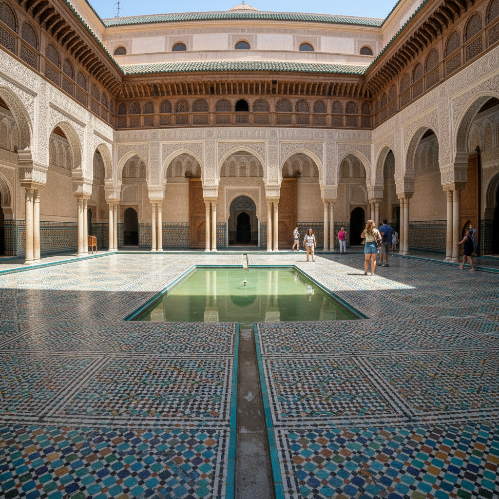 Medersa Ben Youssef z mozaikowym dziedzińcem