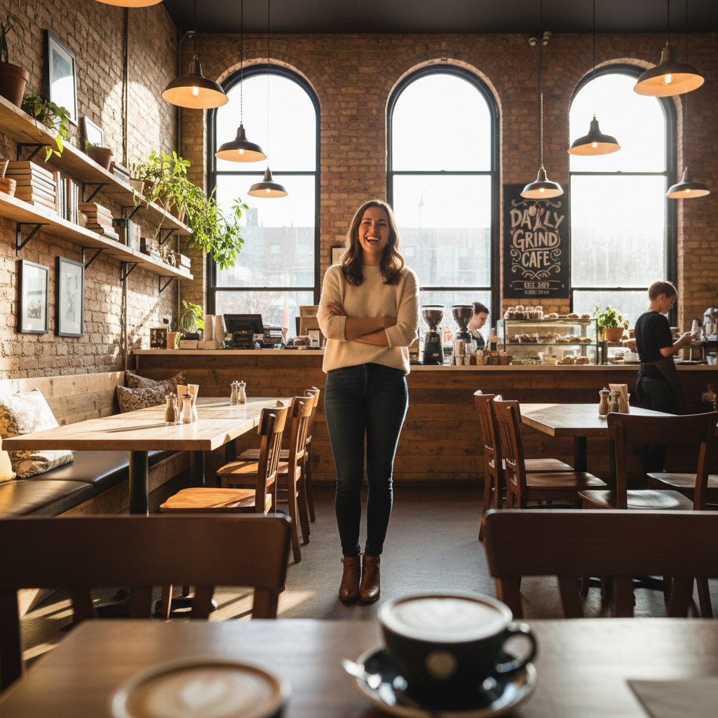 Nadia Ferreira, café co-founder smiling in her restaurant