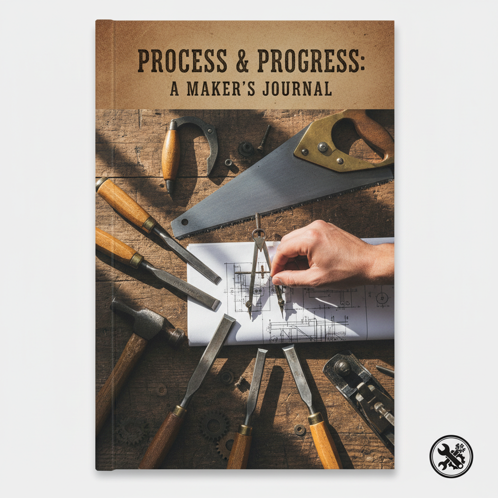 Process journal cover showing hand tools arranged on a workshop bench