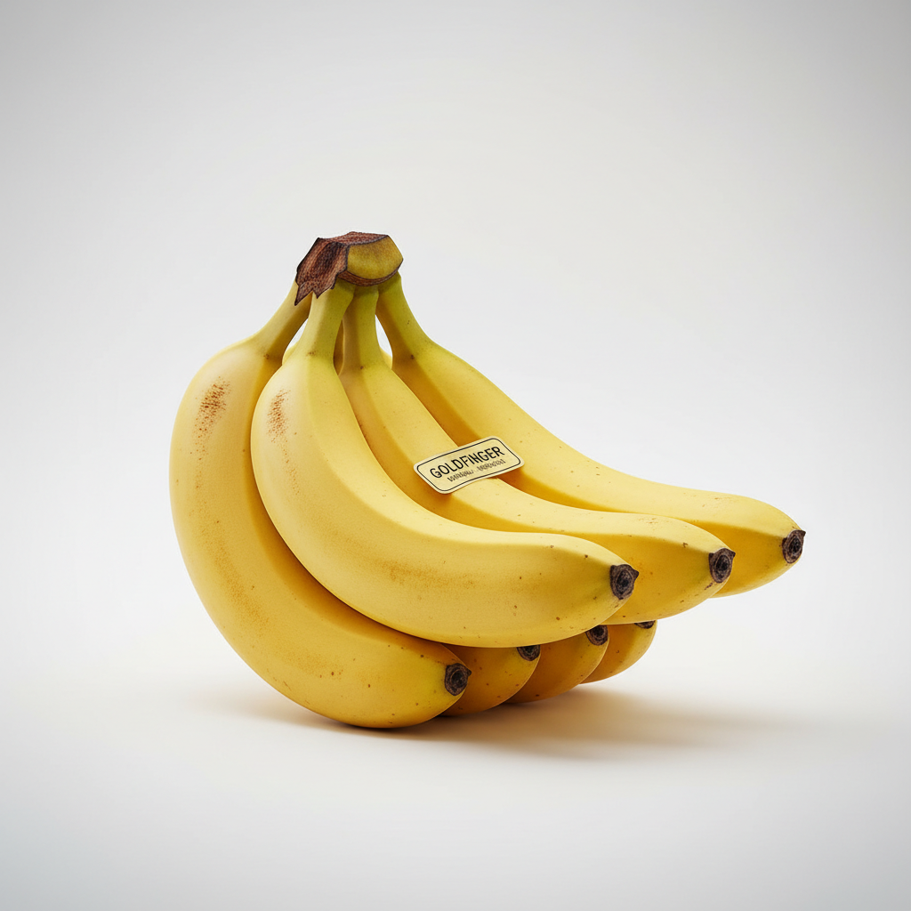 Fresh yellow bananas bunch on white background, premium export quality Cavendish bananas