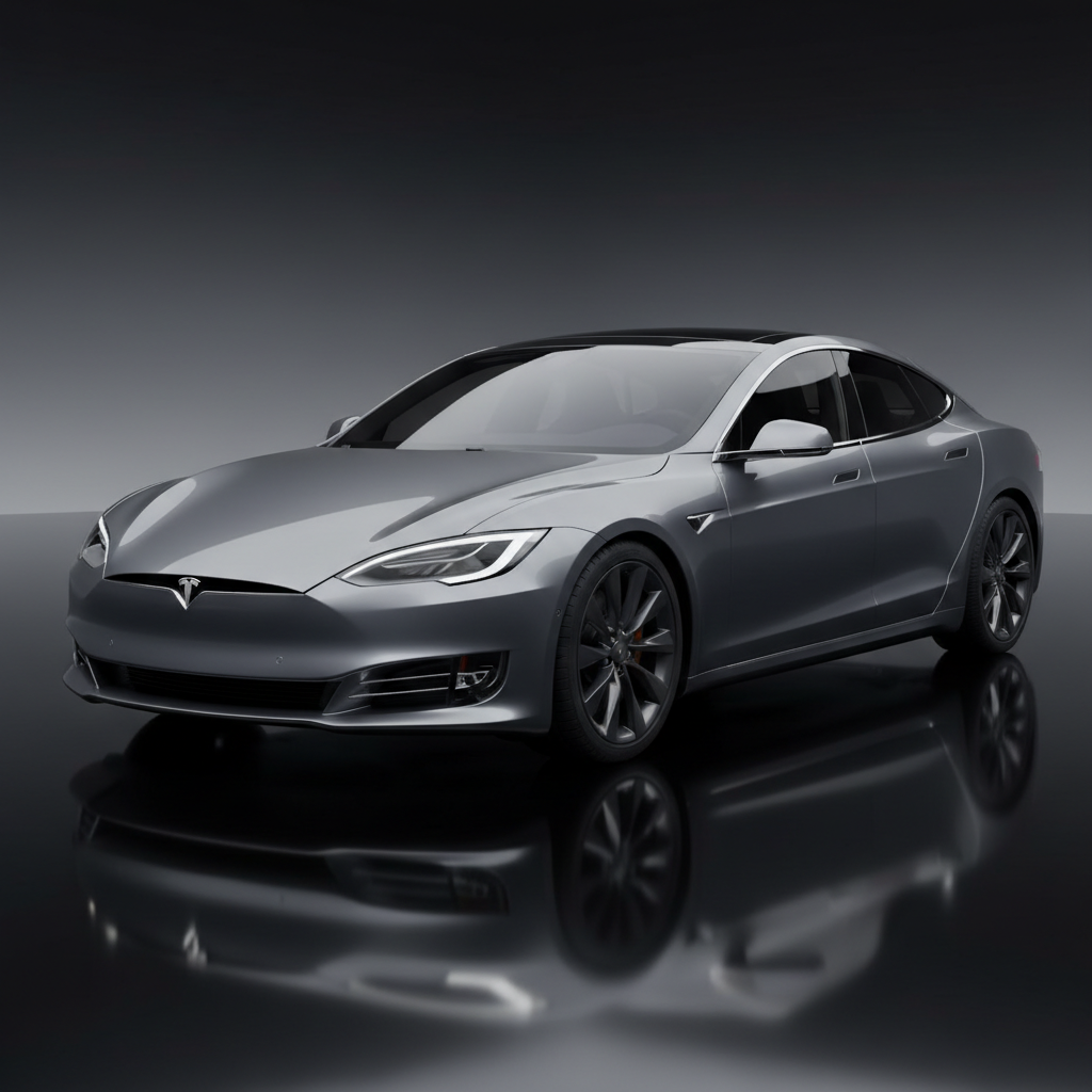 Tesla Model S Plaid in Pearl White on highway showing sleek fastback silhouette at dusk