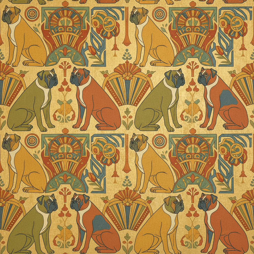 Decorative background of boxer dogs