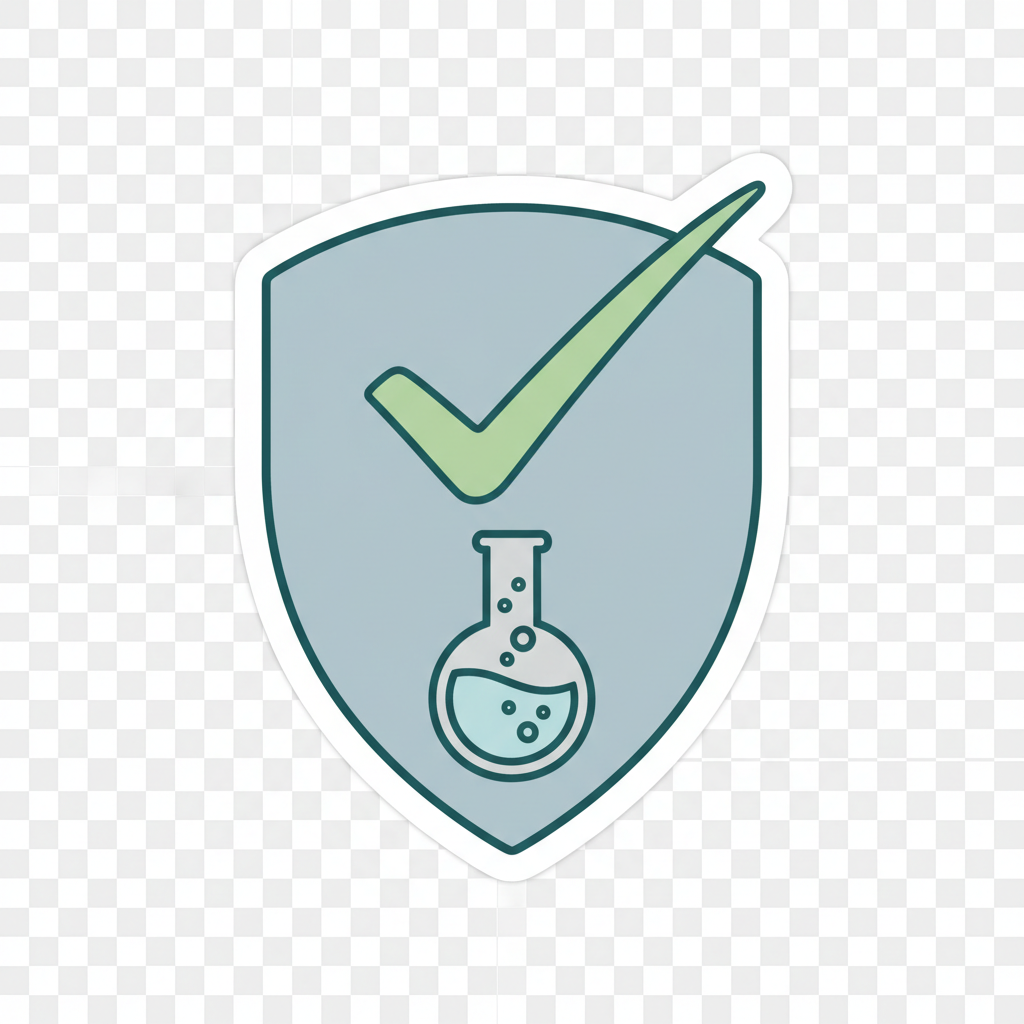 Laboratory testing certification with microscope icon