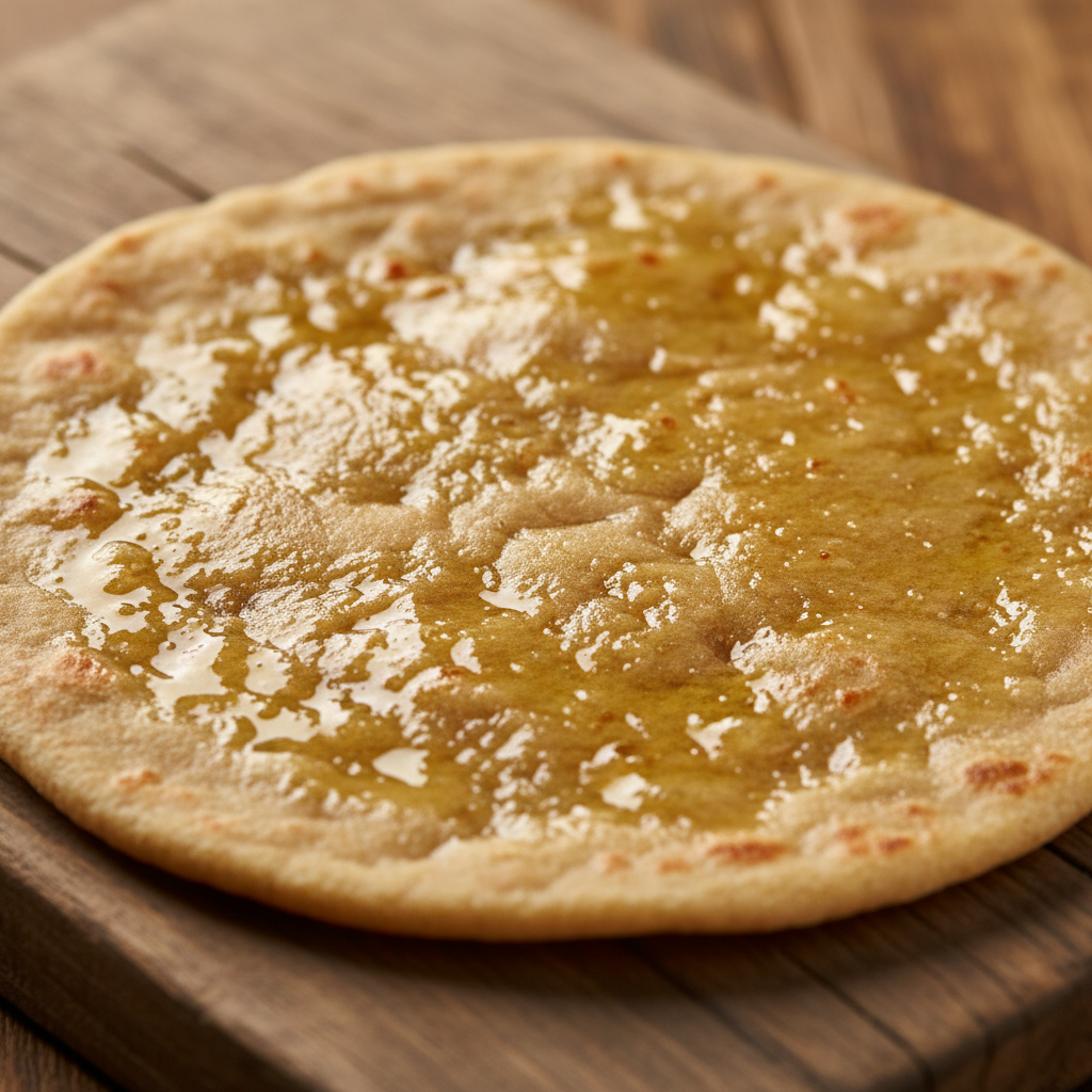 Soft chapati flatbread on wooden board