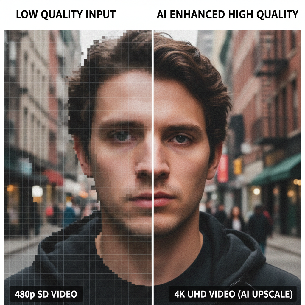 Video enhancement and upscaling to 8K with AI