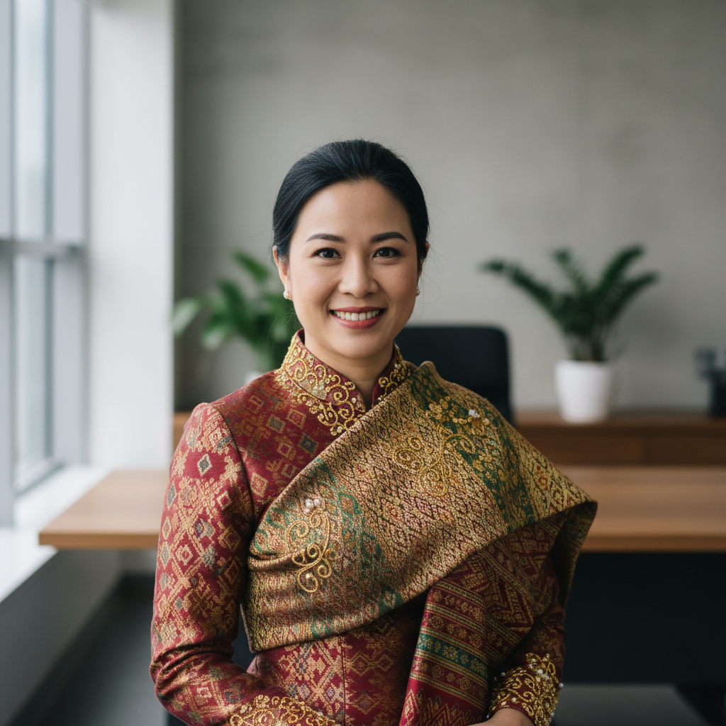 Professional woman in traditional attire with confident expression