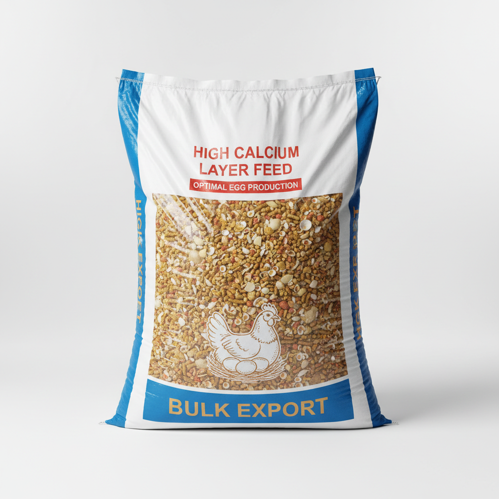 Layer chicken feed with high calcium content for egg production