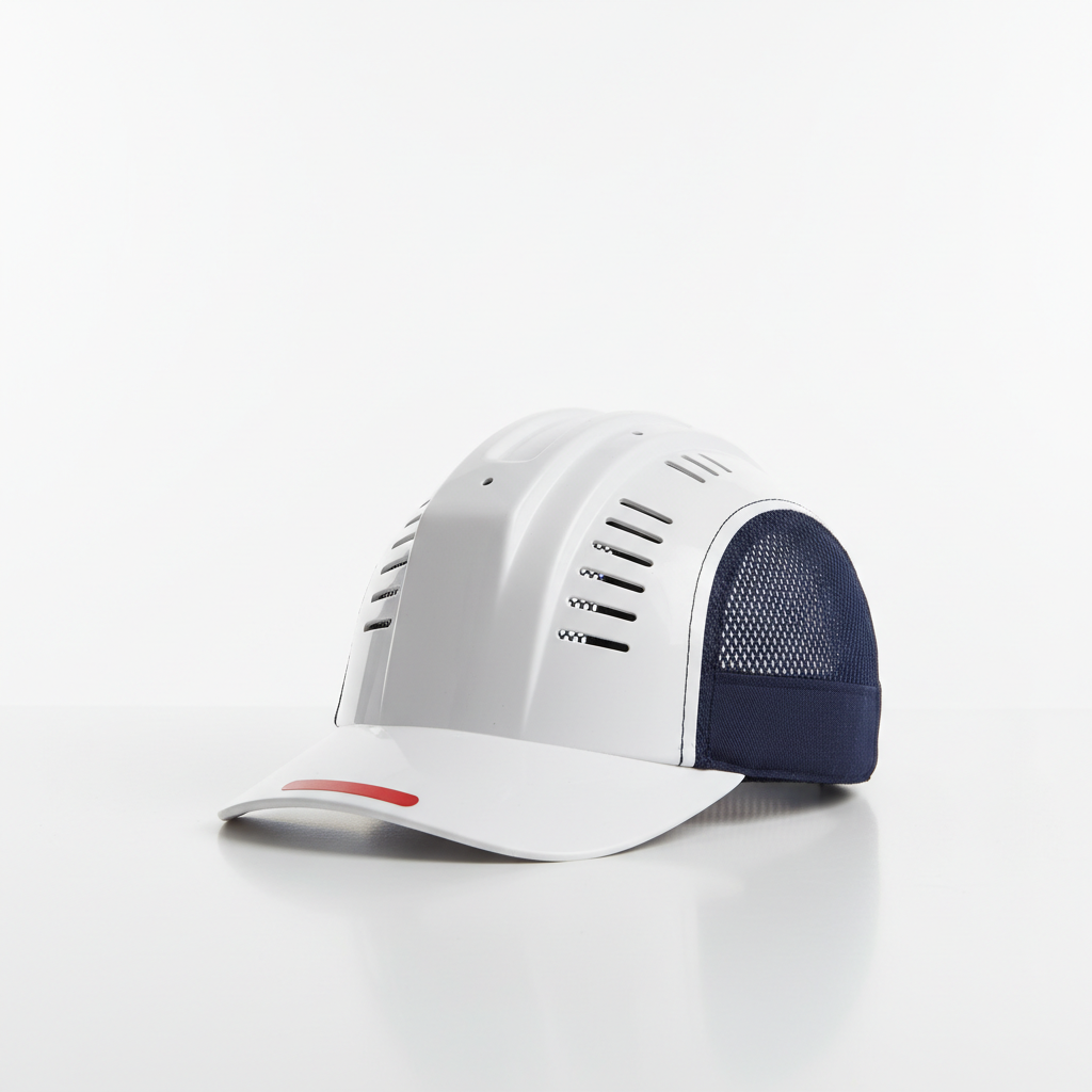 Safety bump cap on bright clean surface, natural daylight