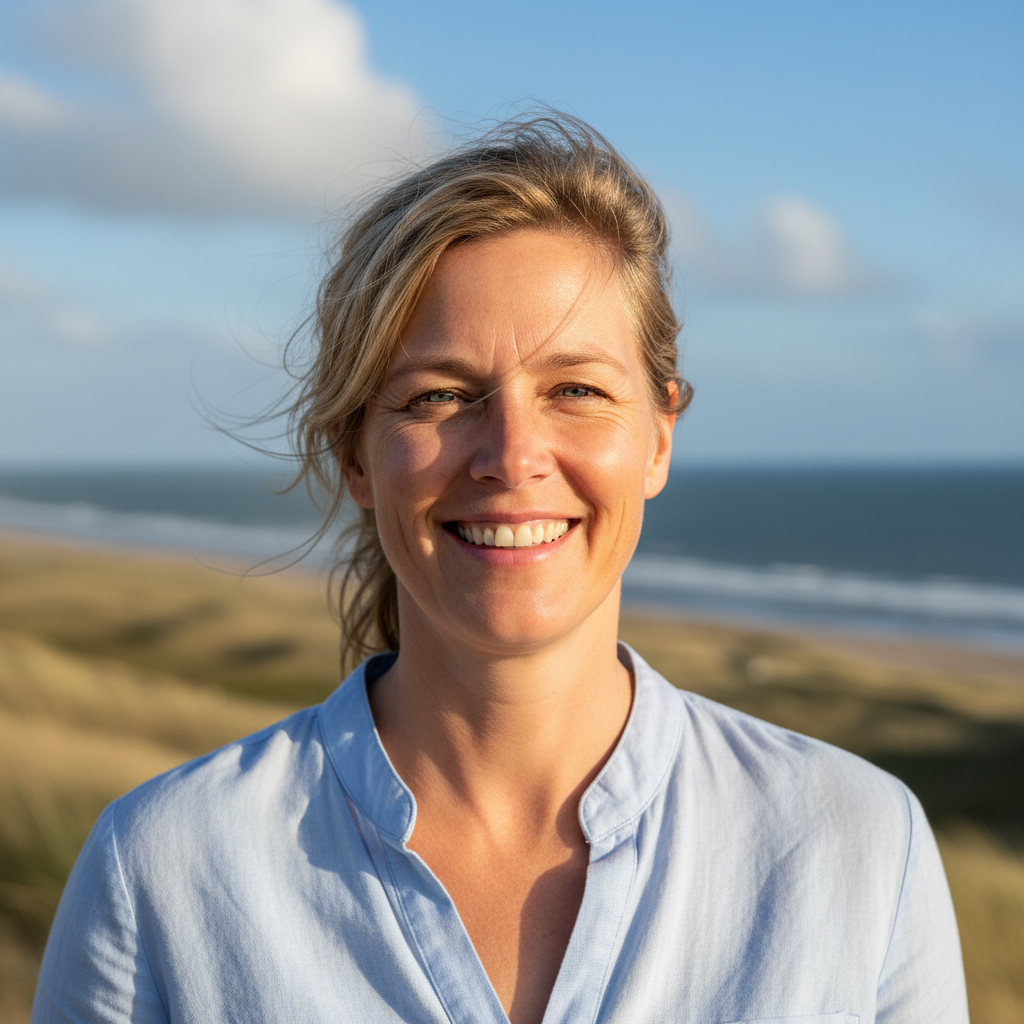 Danish woman in her 40s, friendly smile