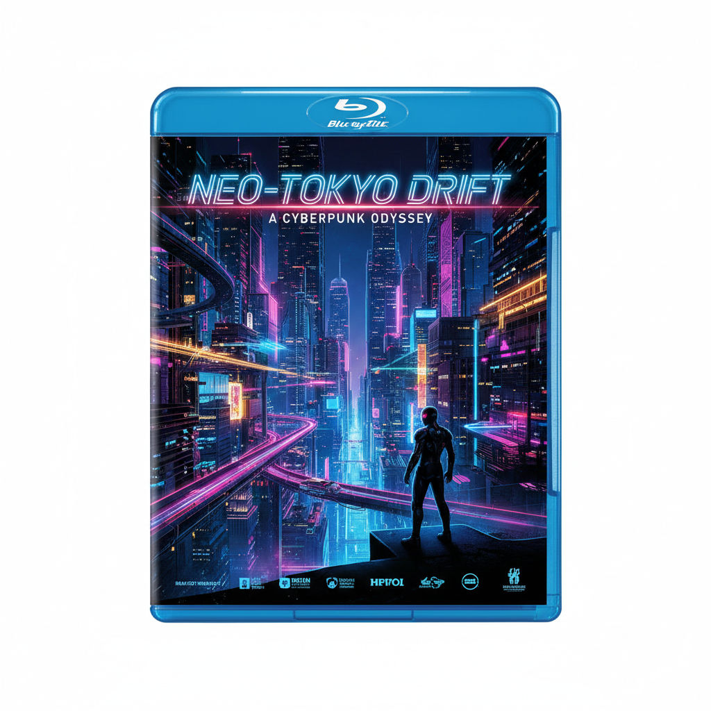 Sci-fi film Blu-ray case with neon city cover art