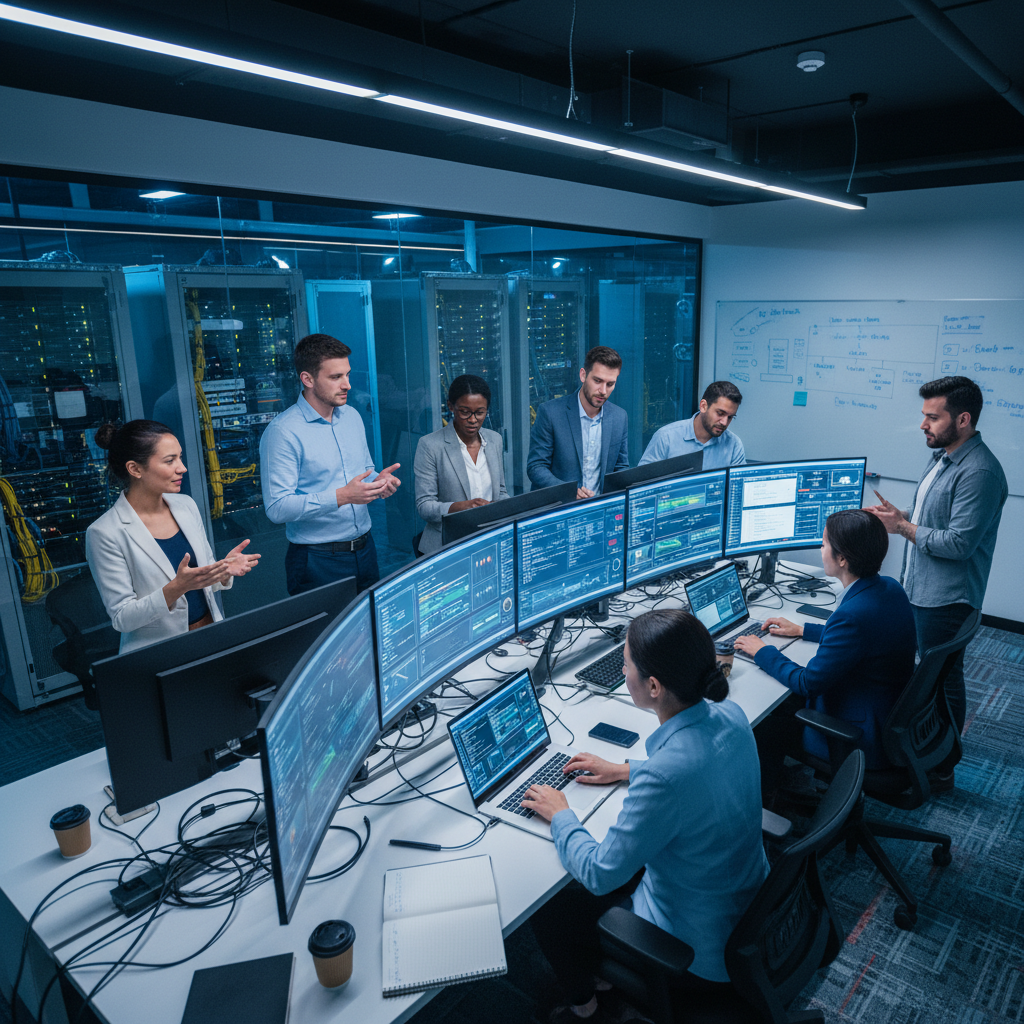 Team of IT professionals working together on contract staffing and workforce solutions