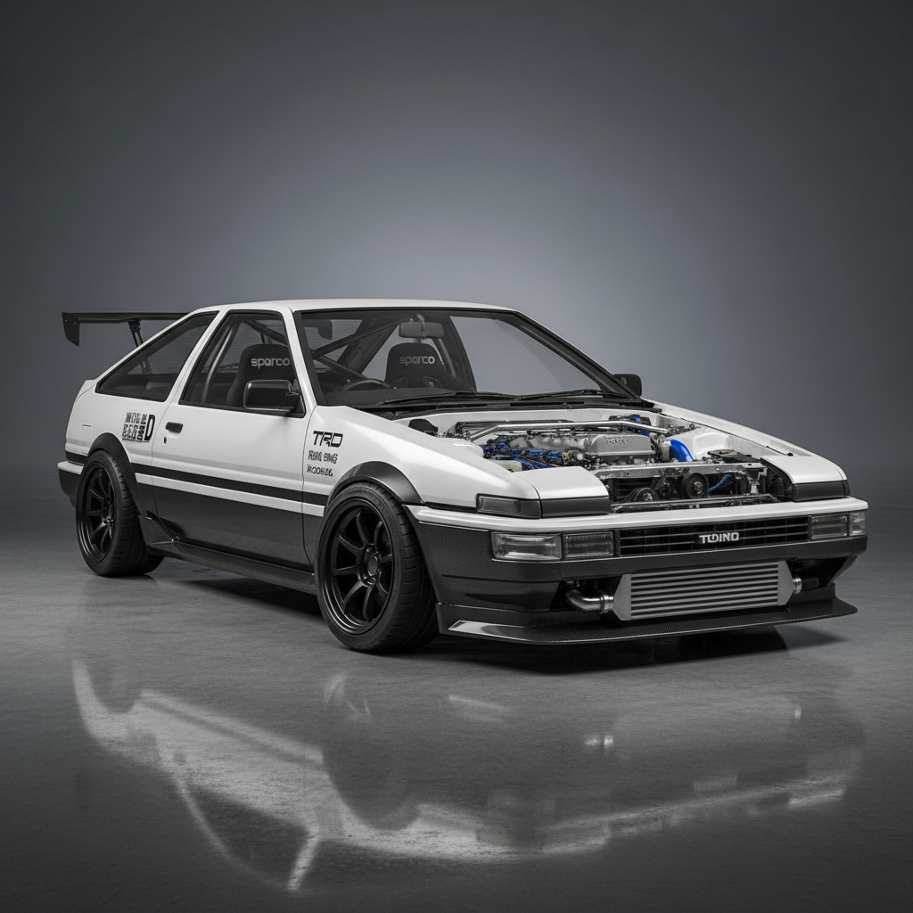 Kenji Watanabe's 1985 Toyota AE86 Trueno drift build with 4A-GE 20V Silvertop engine