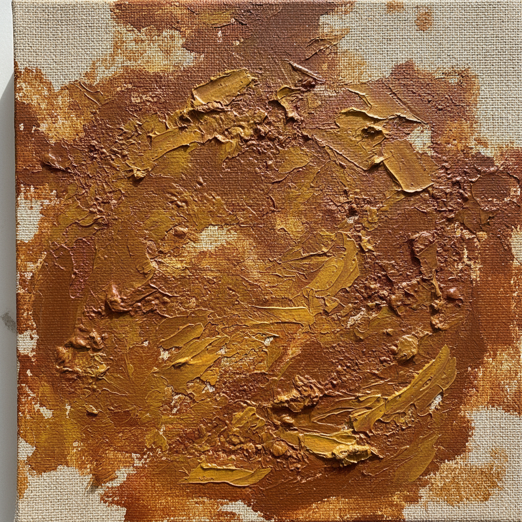 Ochre ground pigment painting on canvas