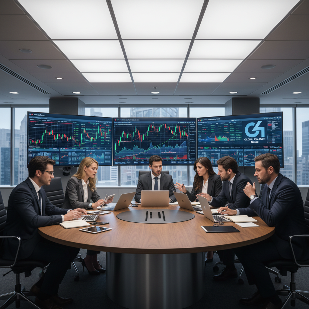 Business professional analyzing market data charts and graphs on computer screens