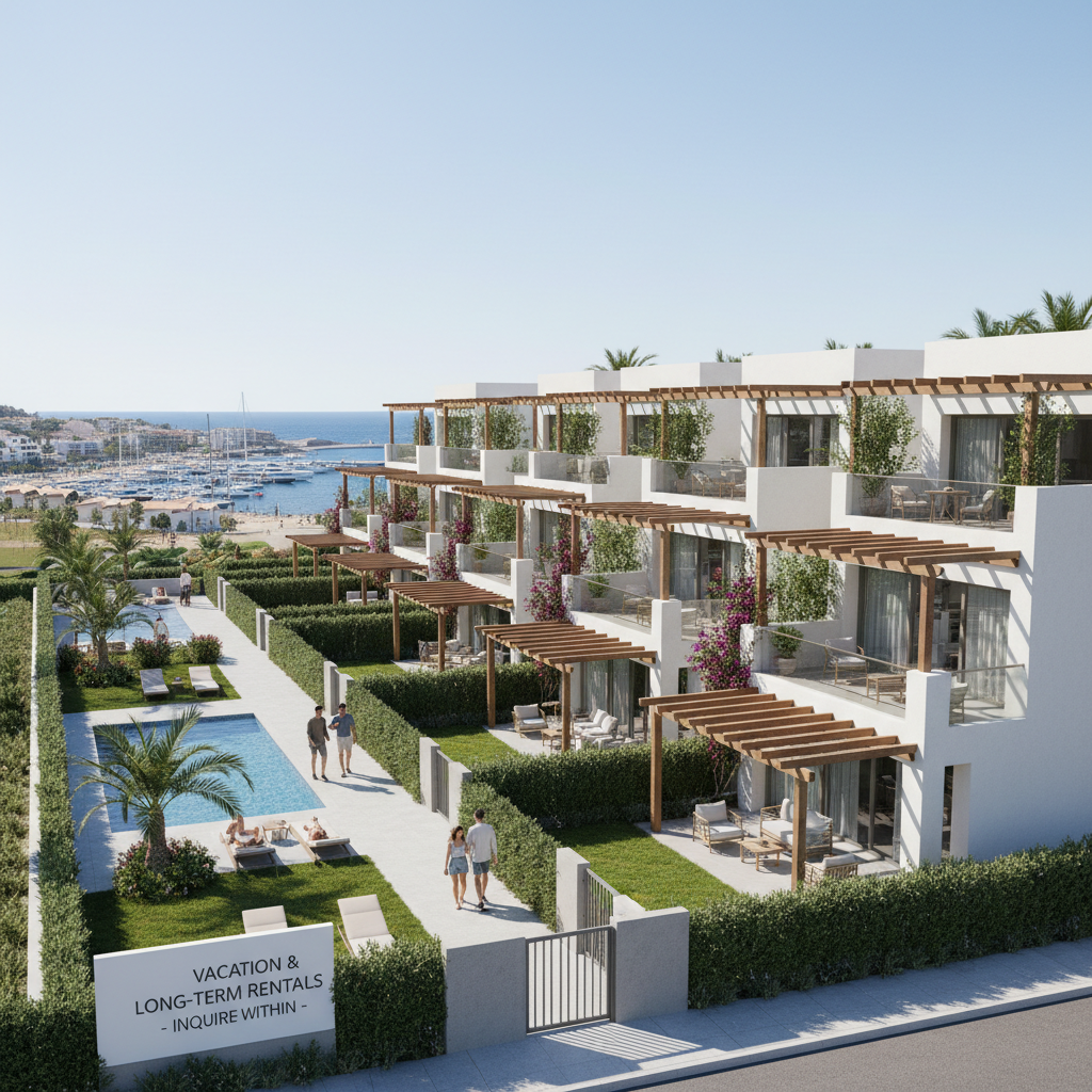 Modern white chalet with private pool and sea view in Ain Sokhna resort compound