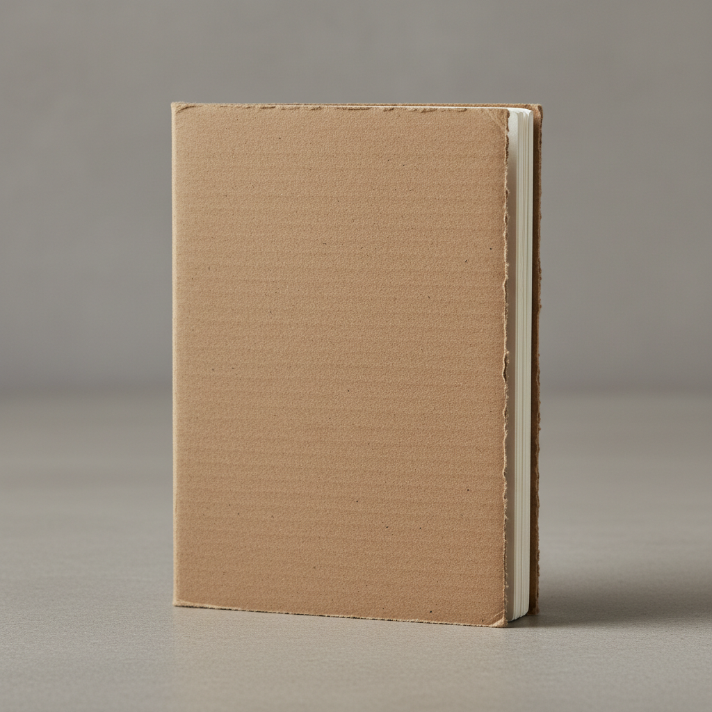 Raw unbound notebook block with plain board cover and no personalization