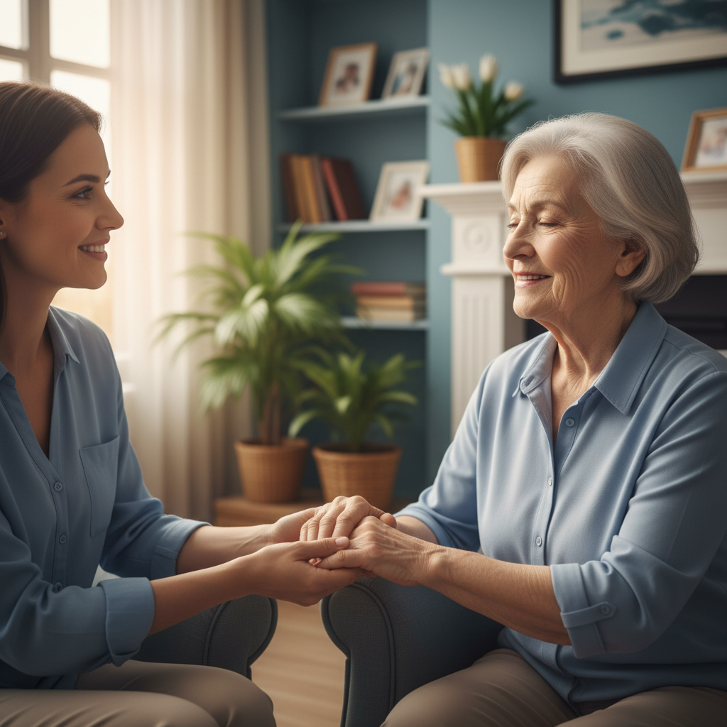 Elderly person receiving care and support from NGO volunteers