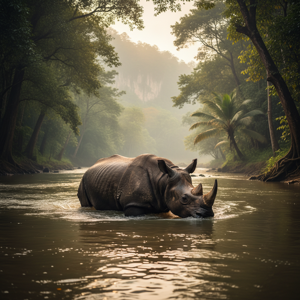 One-horned rhinoceros in Chitwan National Park Nepal