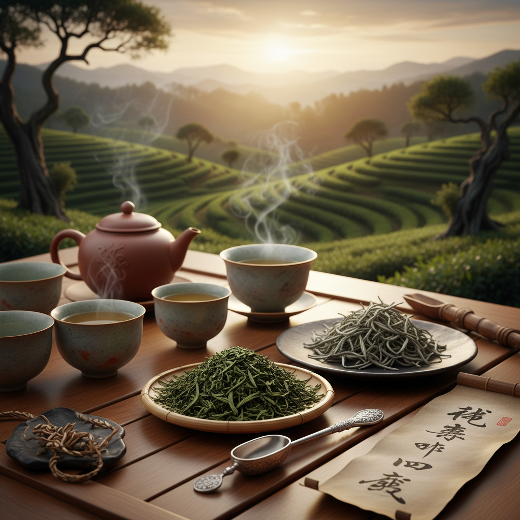 Steaming cup of Ceylon tea on a wooden table in a bright airy kitchen