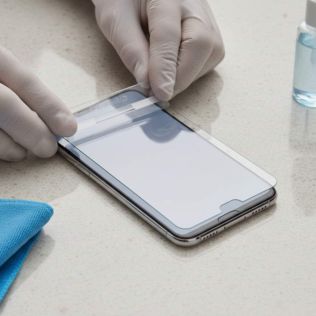 Aplicação de película de proteção em tela de celular, processo cuidadoso de instalação