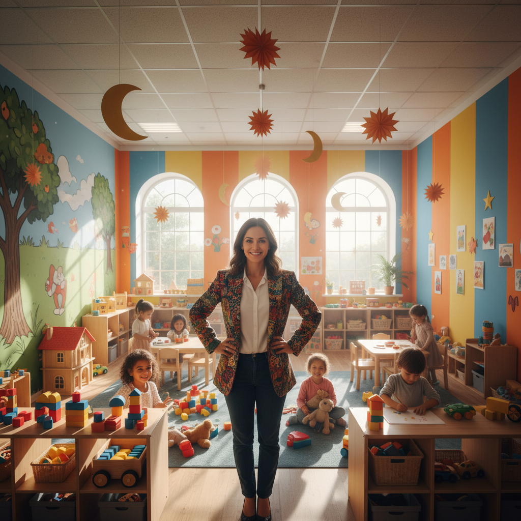 Marcus Webb, daycare director in a colorful classroom