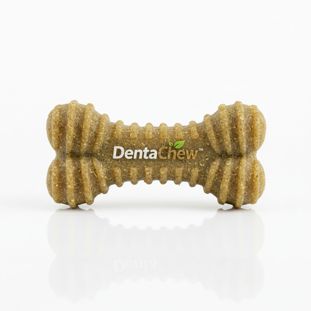 DentaChew product on a bright surface, representing the founders passion for quality pet care products