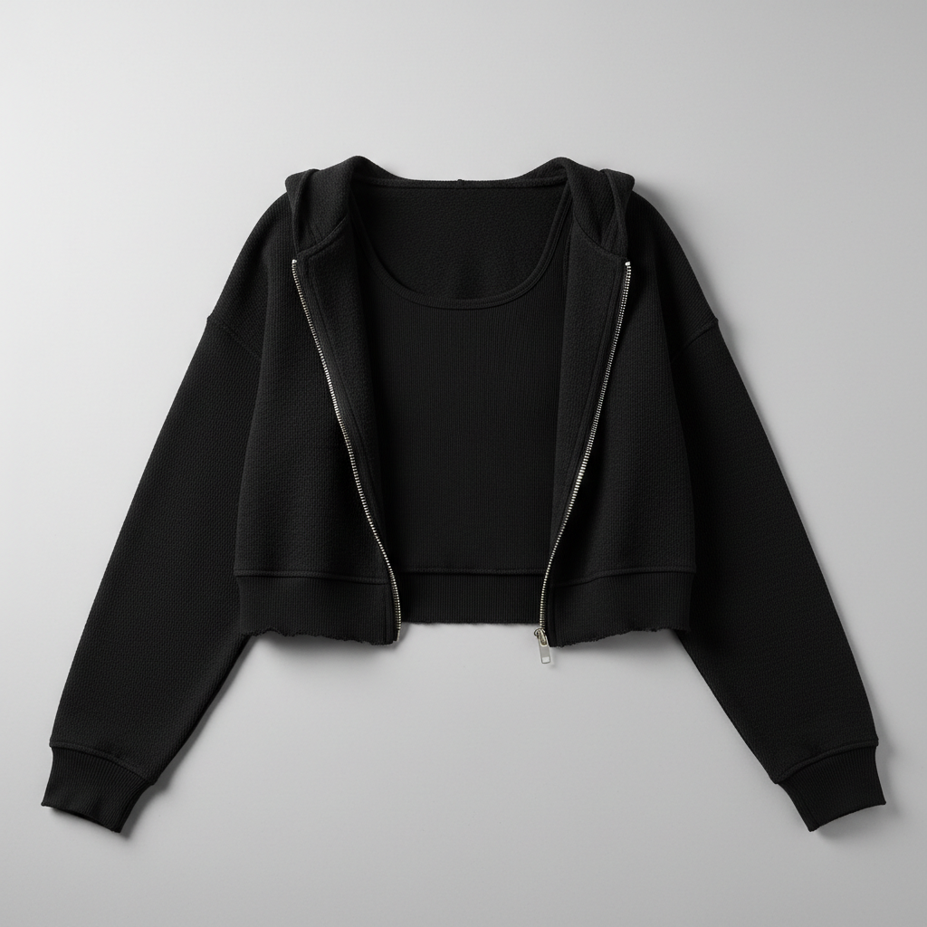Charcoal hoodie front view, clean studio