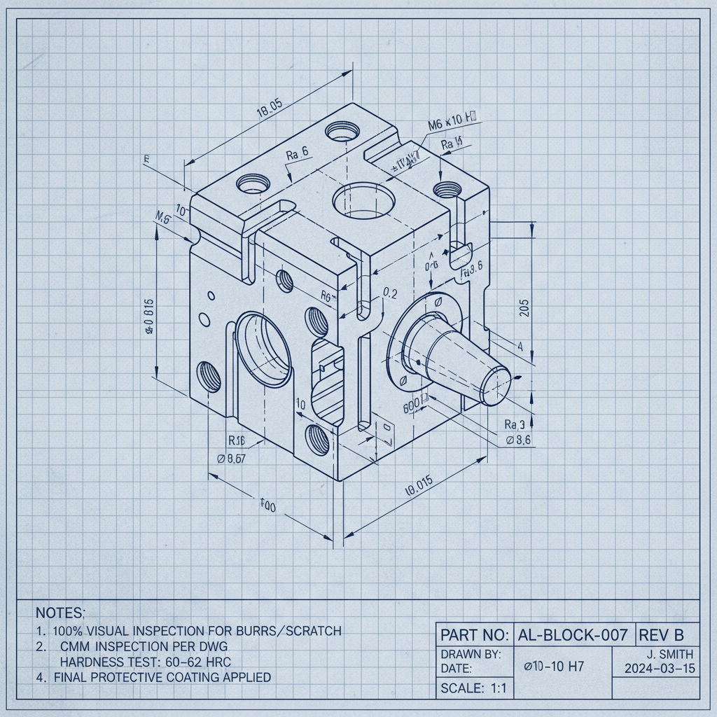 GD&T callout sheet with engineering tolerances and measurements