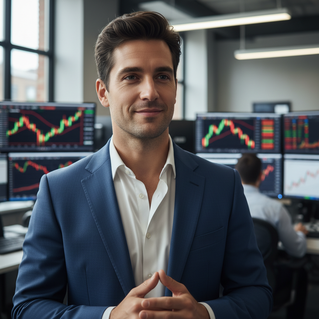 Raj P., options trader with dark hair and professional demeanor
