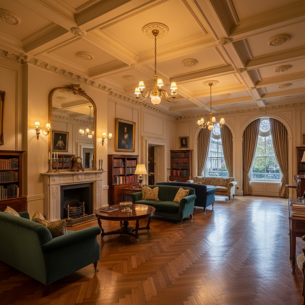 Formal living room with fireplace and vaulted ceilings