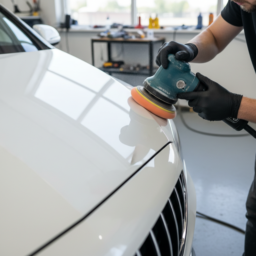 Vehicle detailing specialist polishing car paint to mirror finish