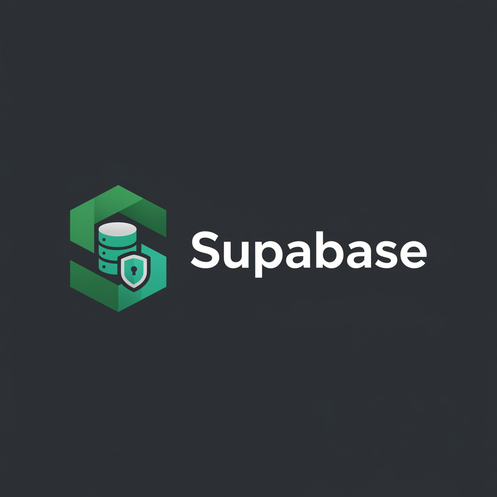 Authentication flow diagram with user table schema and Supabase connection panel on dark background