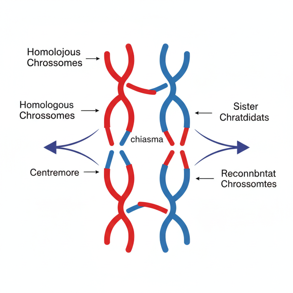 Meiosis chromosomal crossover diagram