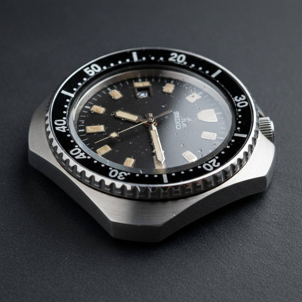 Vintage Seiko diver watch with restored bezel and crystal